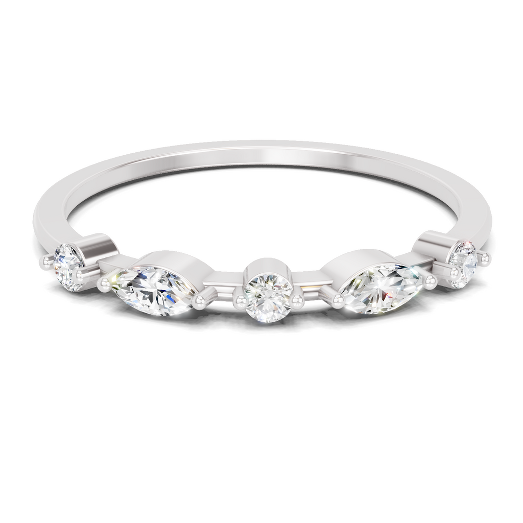 Sparkles 0.24 Ct Marquise Shape Five Stone Diamond Ring in 14K Gold