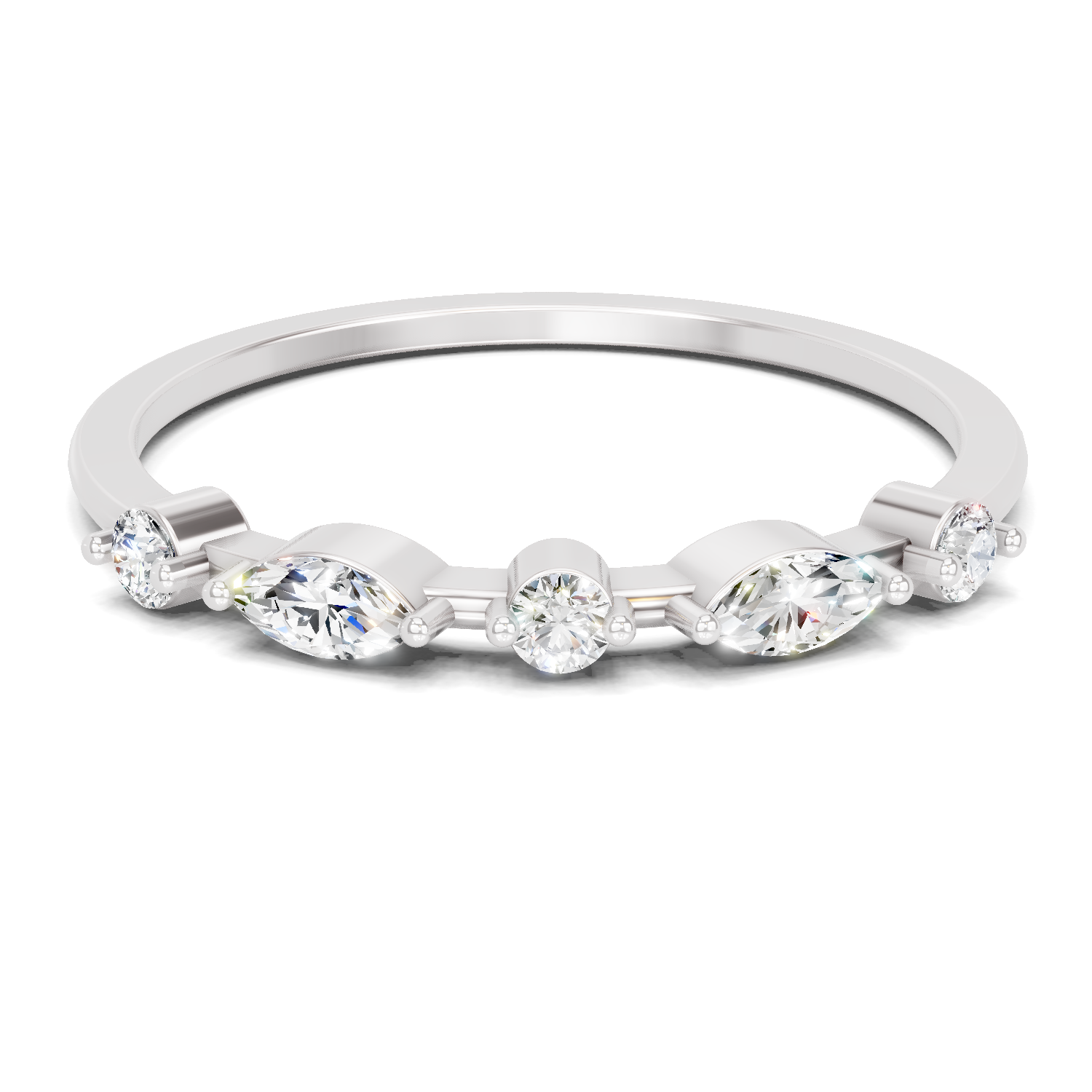 Sparkles 0.24 Ct Marquise Shape Five Stone Diamond Ring in 14K Gold