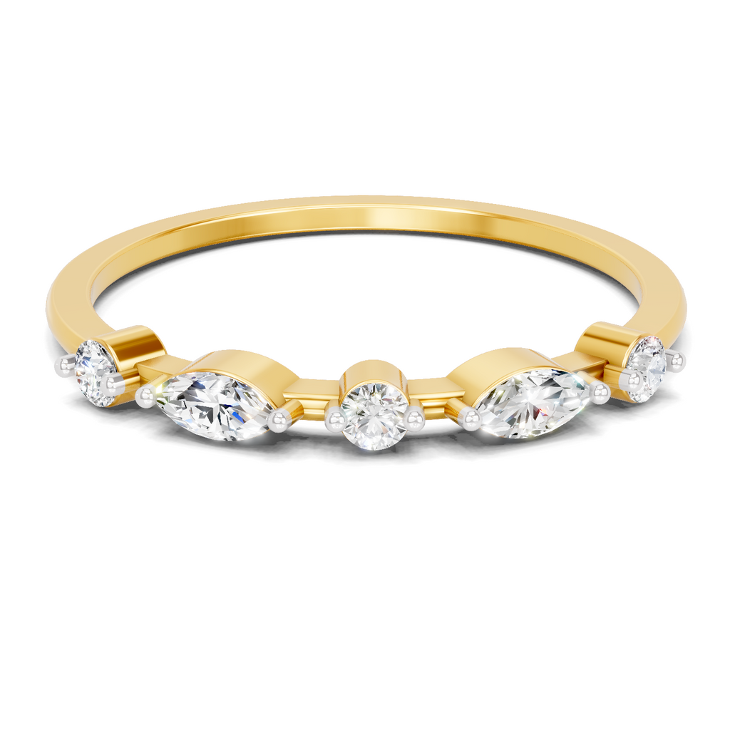 Sparkles 0.24 Ct Marquise Shape Five Stone Diamond Ring in 14K Gold