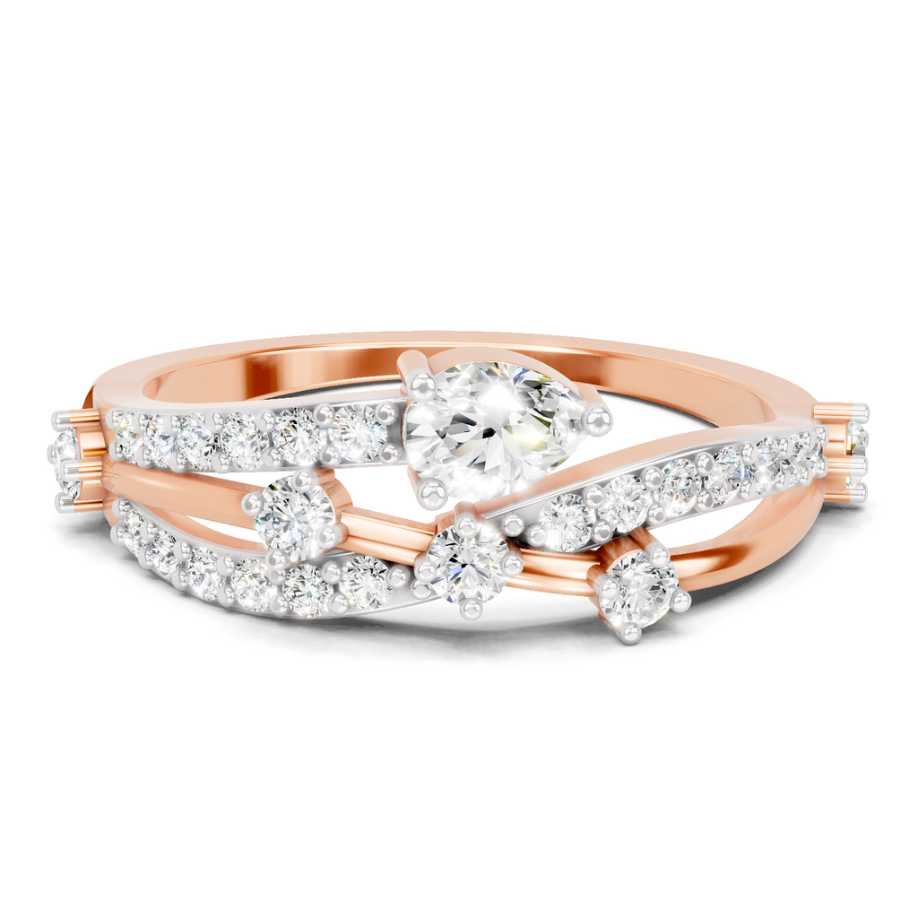 0.58 Carat Pear Diamond Multi-Row Bypass Ring