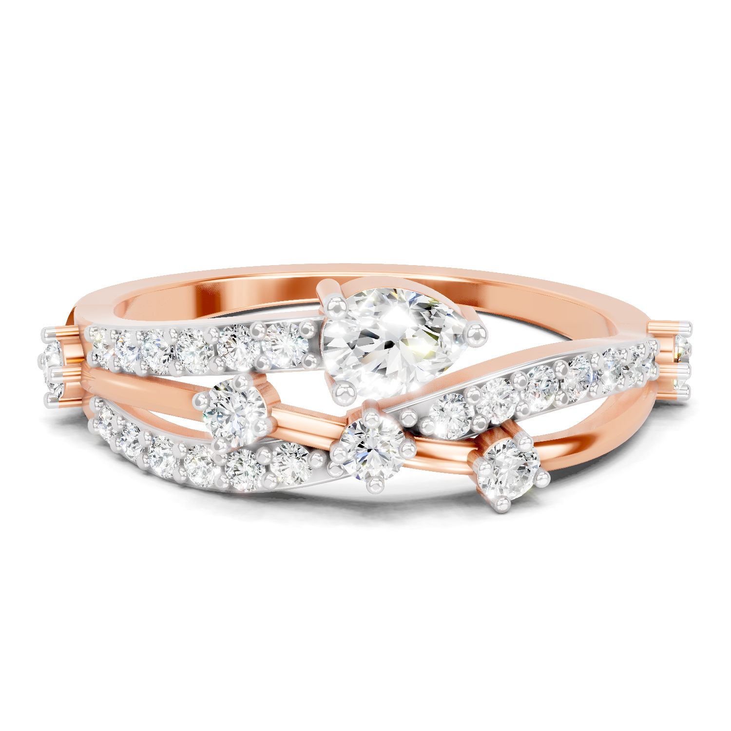 0.58 Carat Pear Diamond Multi-Row Bypass Ring