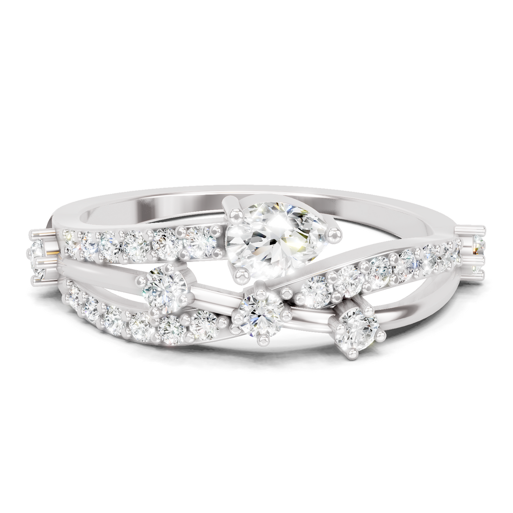 0.58 Carat Pear Diamond Multi-Row Bypass Ring