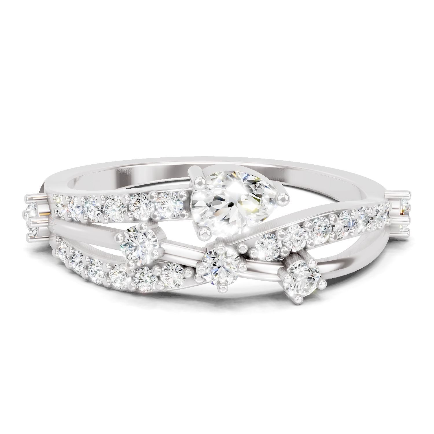 0.58 Carat Pear Diamond Multi-Row Bypass Ring