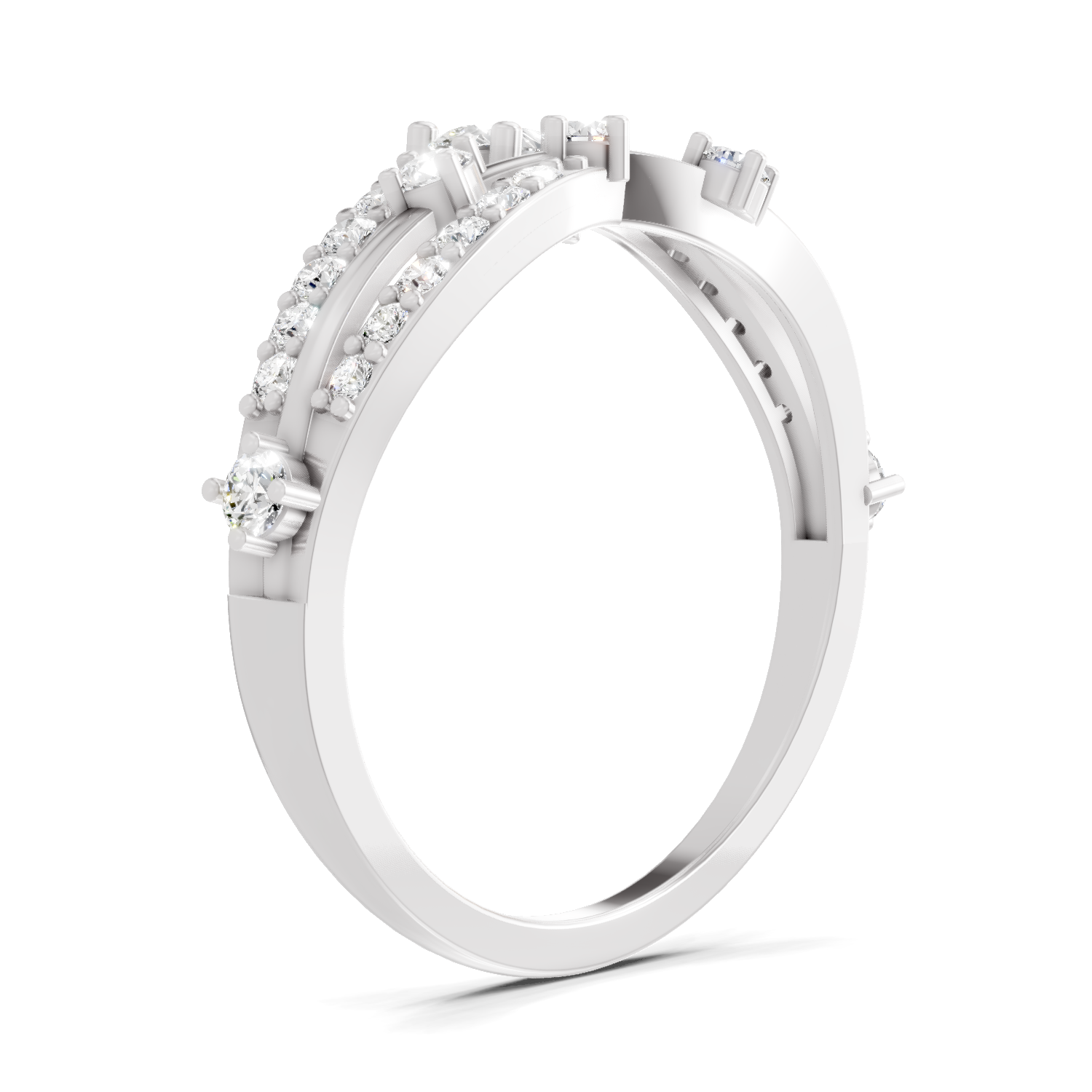 0.58 Carat Pear Diamond Multi-Row Bypass Ring