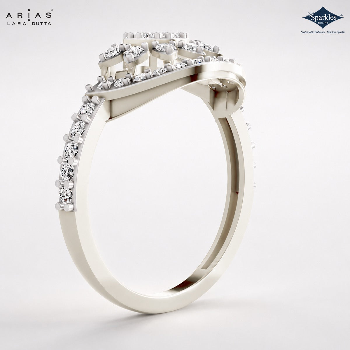 Arias by Lara Dutta Scattered Pave Leaf Diamond Ring
