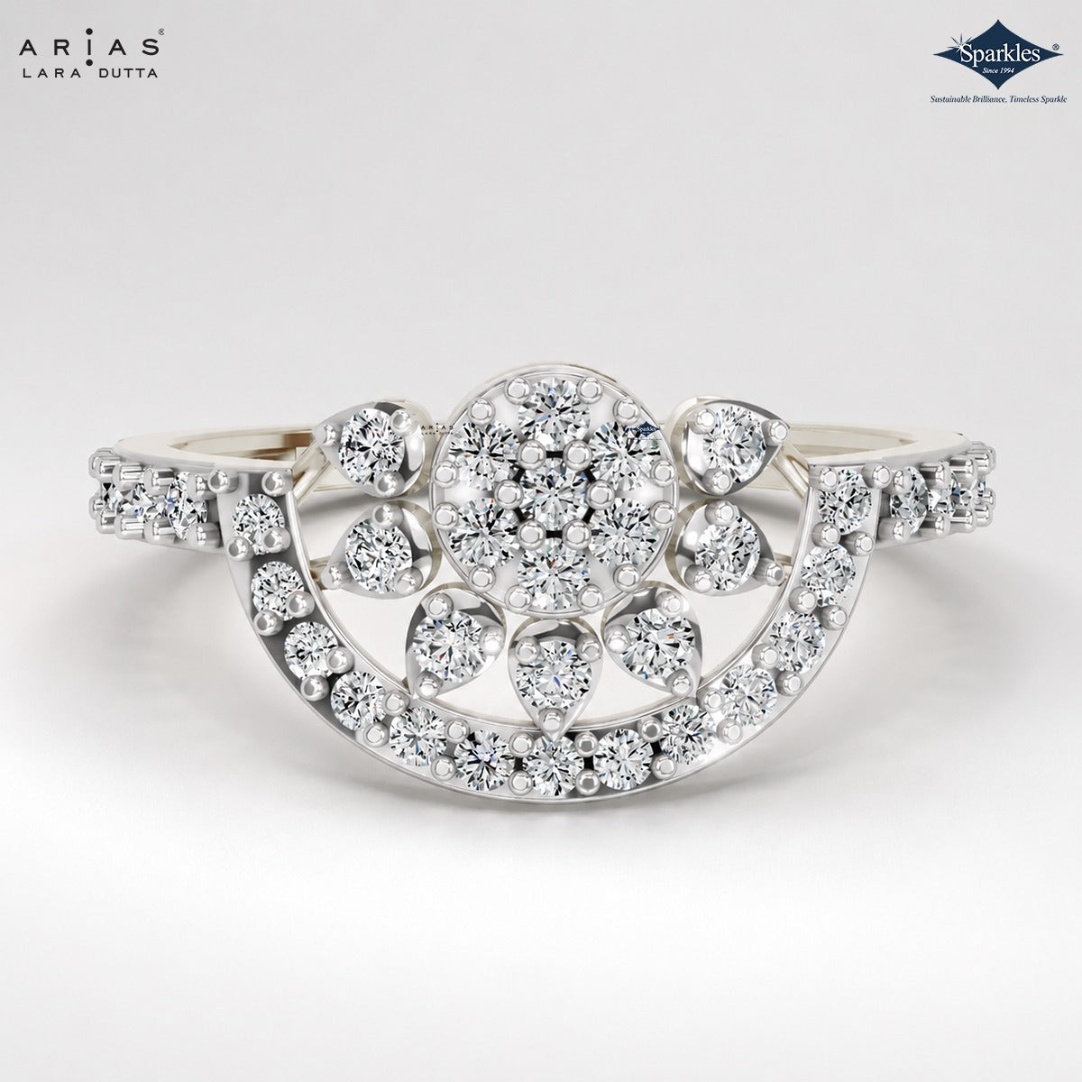 Arias by Lara Dutta Scattered Pave Leaf Diamond Ring