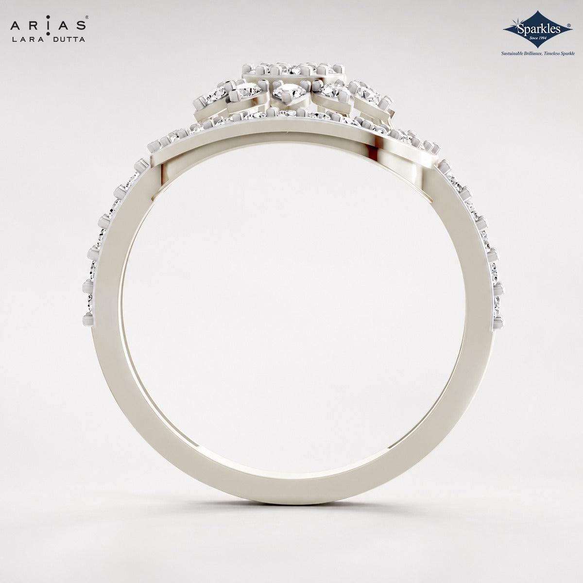 Arias by Lara Dutta Scattered Pave Leaf Diamond Ring