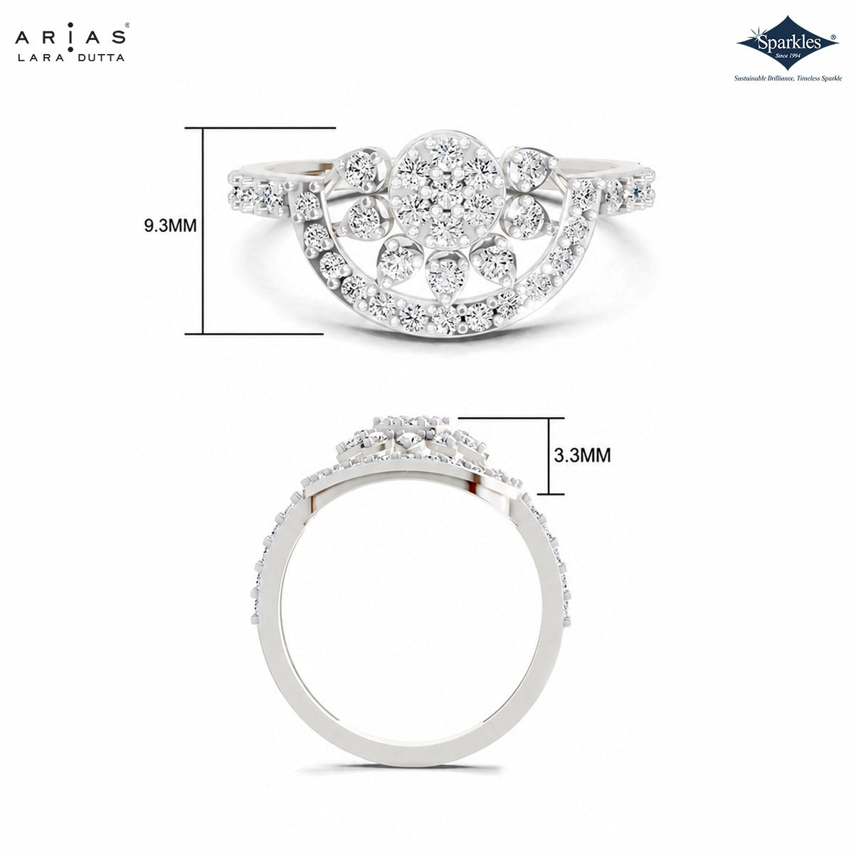 Arias by Lara Dutta Scattered Pave Leaf Diamond Ring