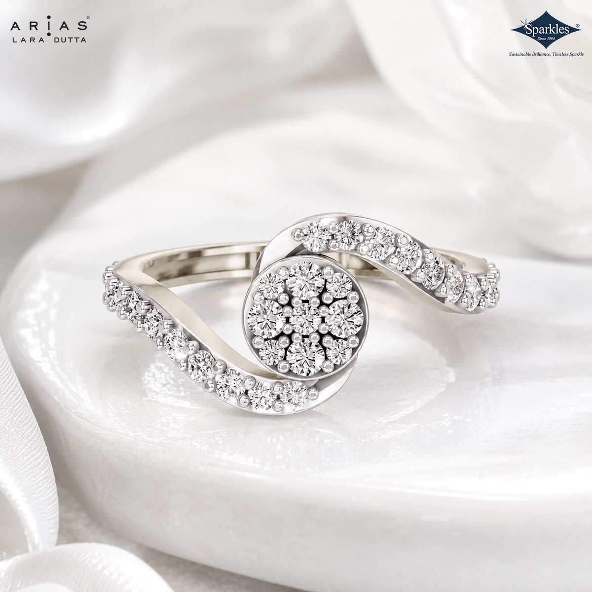 Arias by Lara Dutta Bypass Swirl Diamond Ring