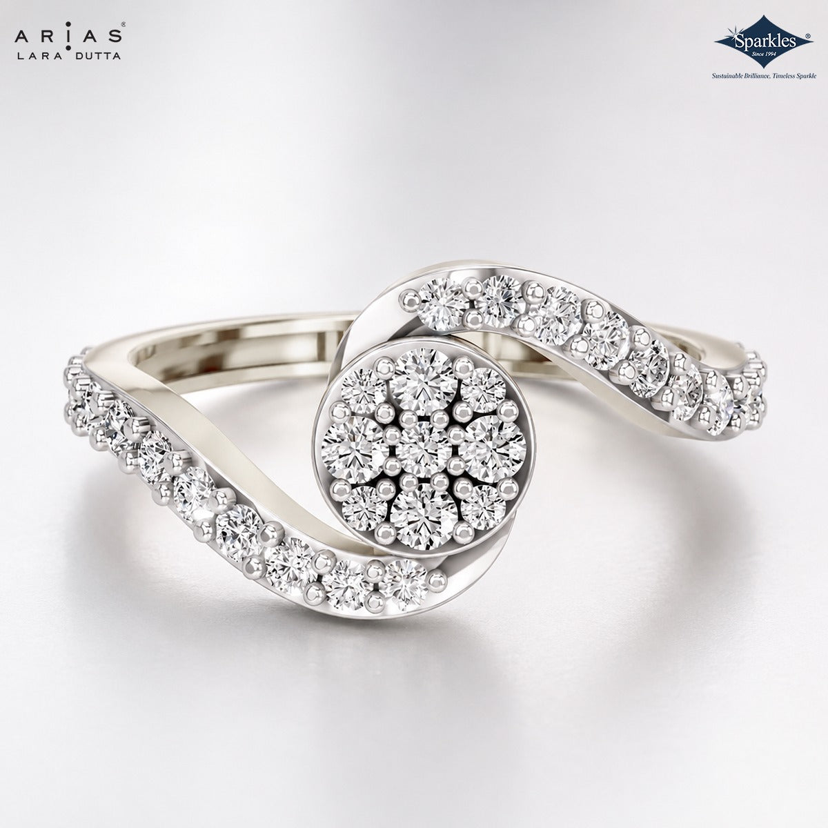 Arias by Lara Dutta Bypass Swirl Diamond Ring