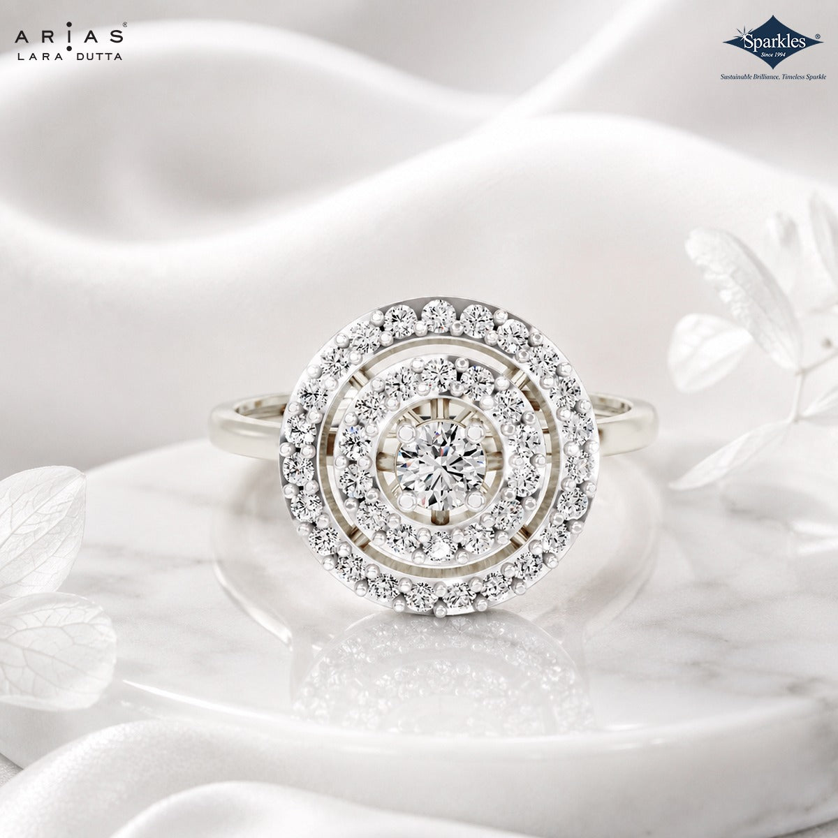 Arias by Lara Dutta Double Halo Orbit Diamond Ring