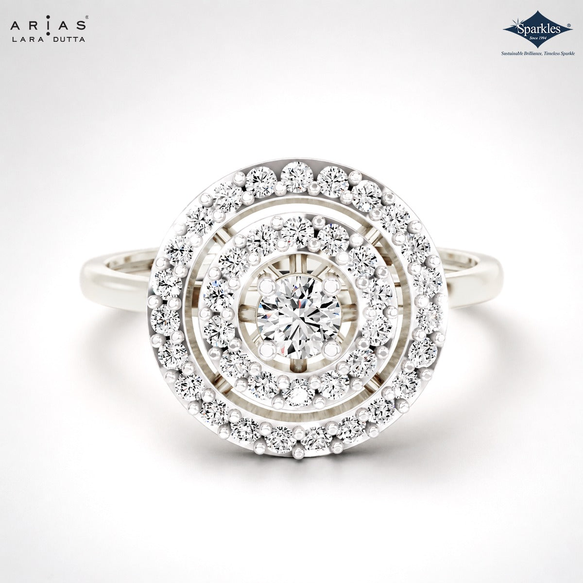 Arias by Lara Dutta Double Halo Orbit Diamond Ring