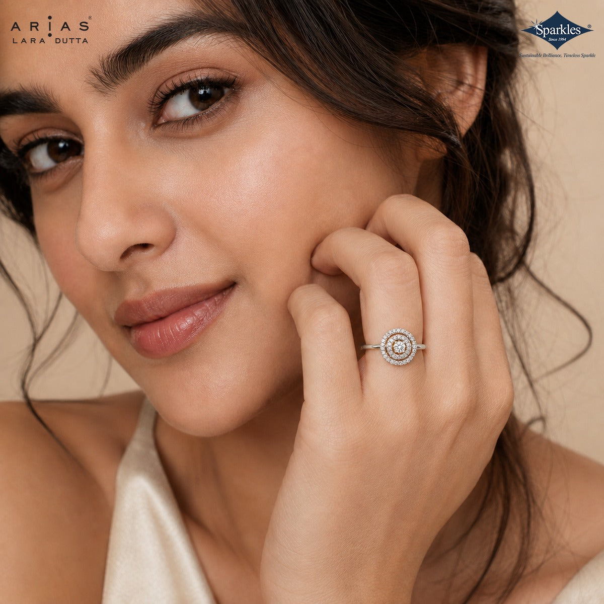 Arias by Lara Dutta Double Halo Orbit Diamond Ring