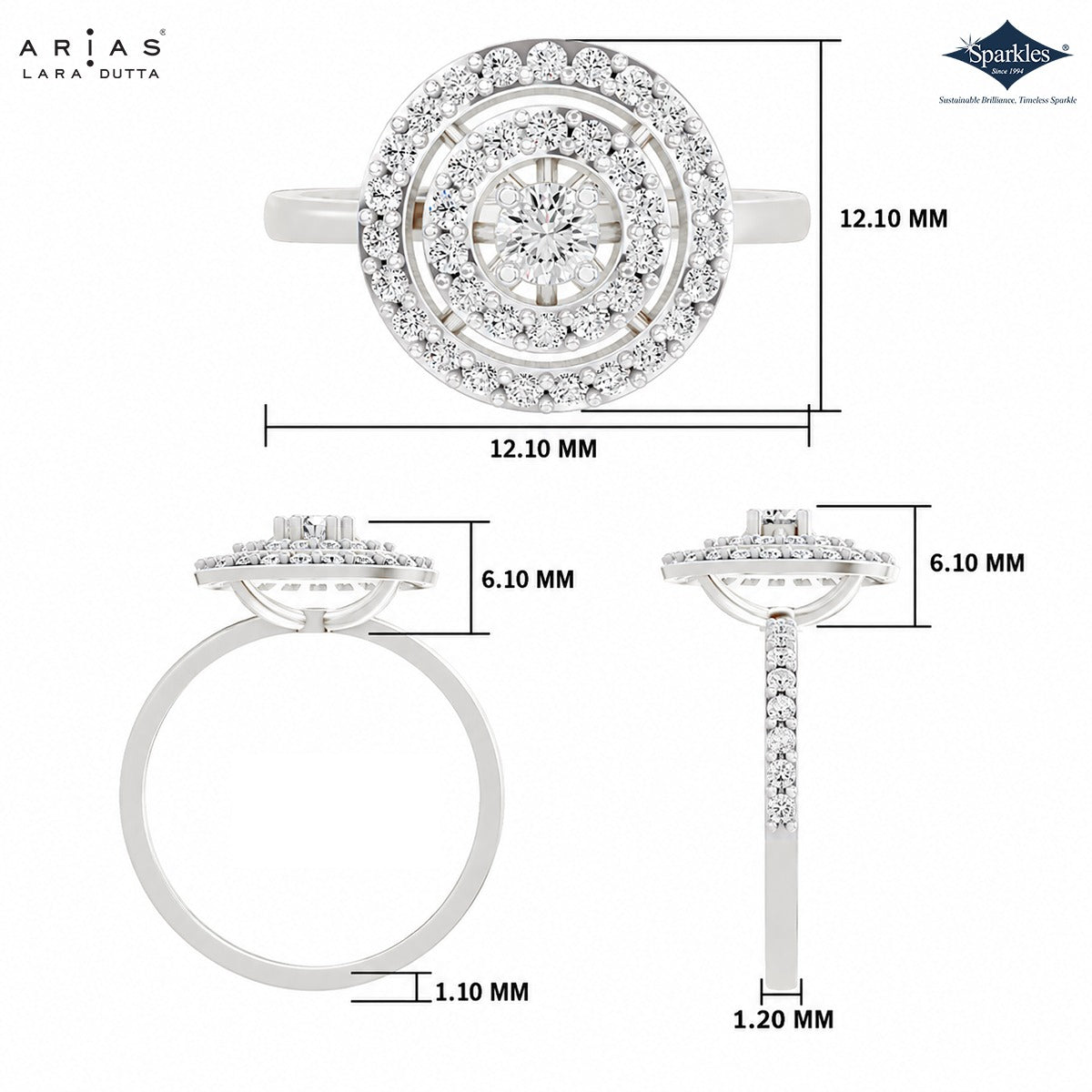 Arias by Lara Dutta Double Halo Orbit Diamond Ring