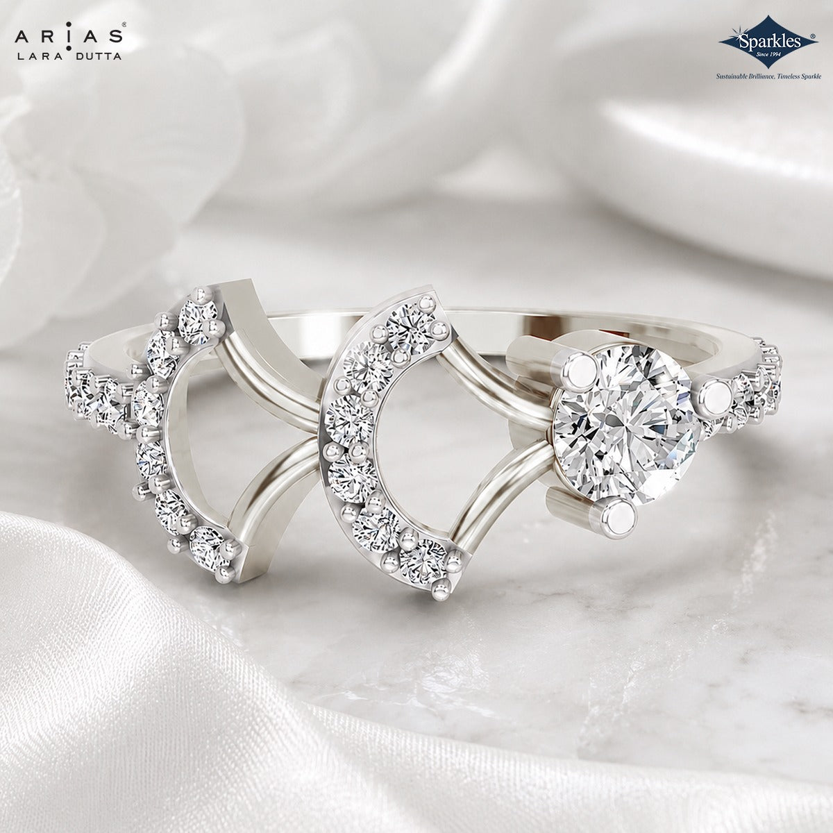 Arias by Lara Dutta Crescent Embrace Diamond Ring