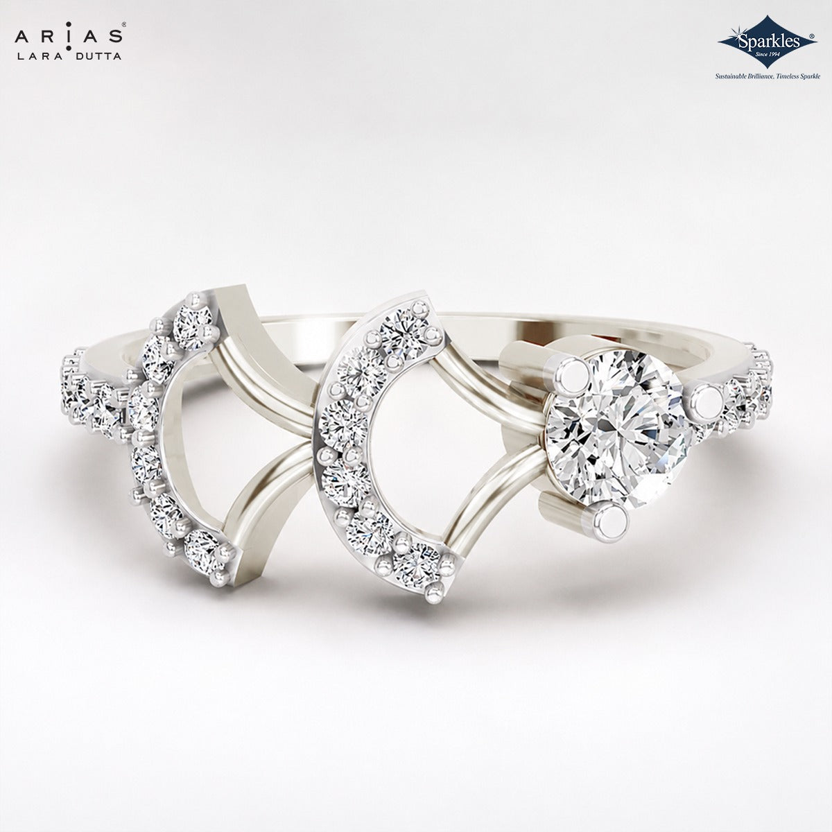 Arias by Lara Dutta Crescent Embrace Diamond Ring