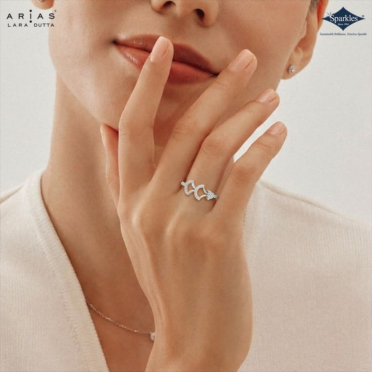 Arias by Lara Dutta Crescent Embrace Diamond Ring