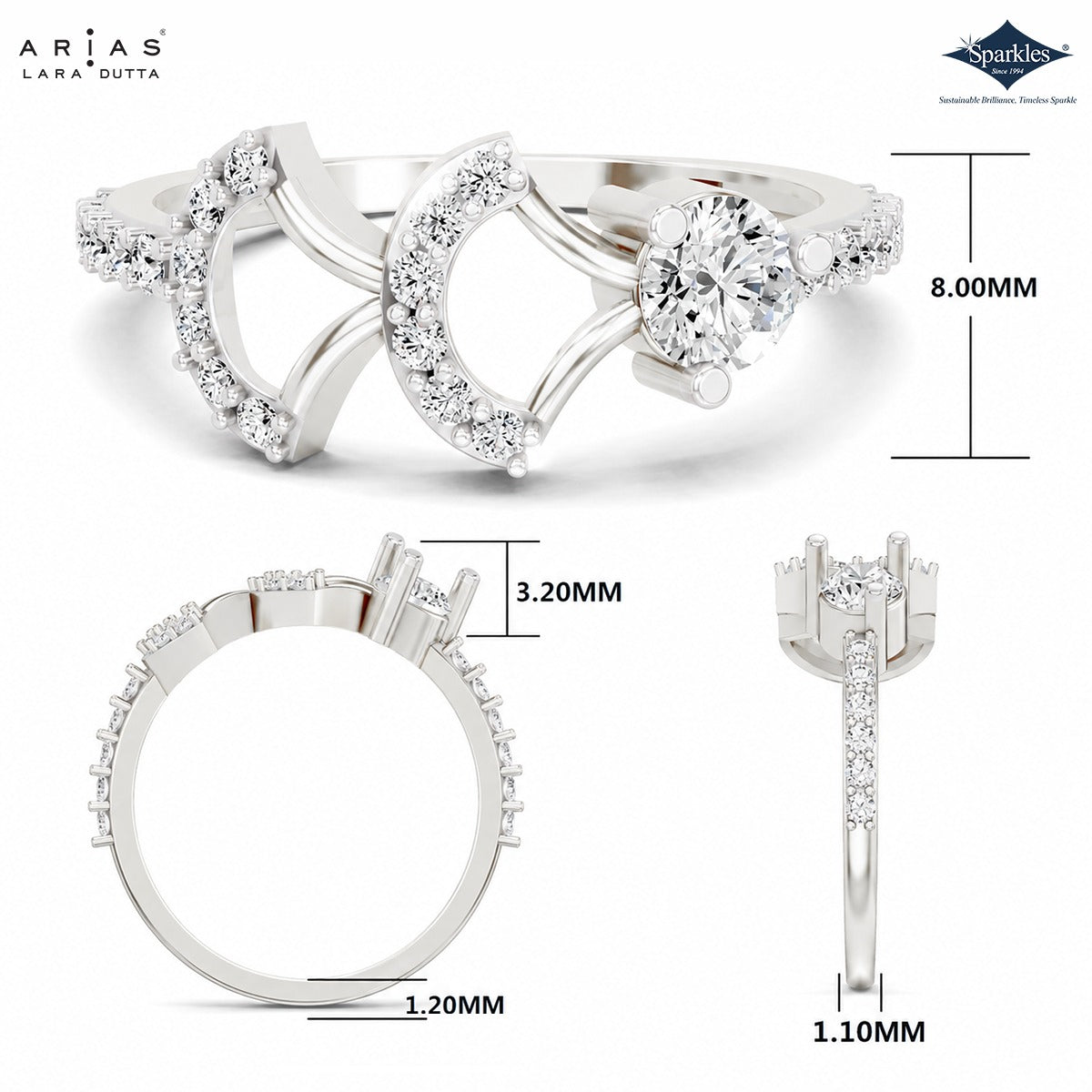 Arias by Lara Dutta Crescent Embrace Diamond Ring