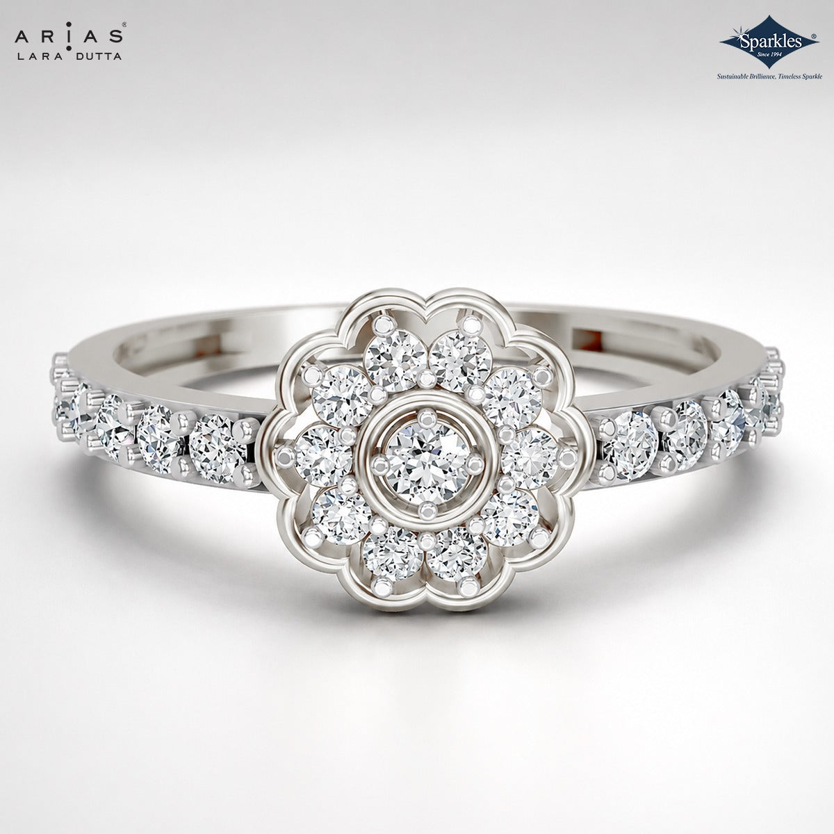 Arias by Lara Dutta Blooming Halo Flower Diamond Ring
