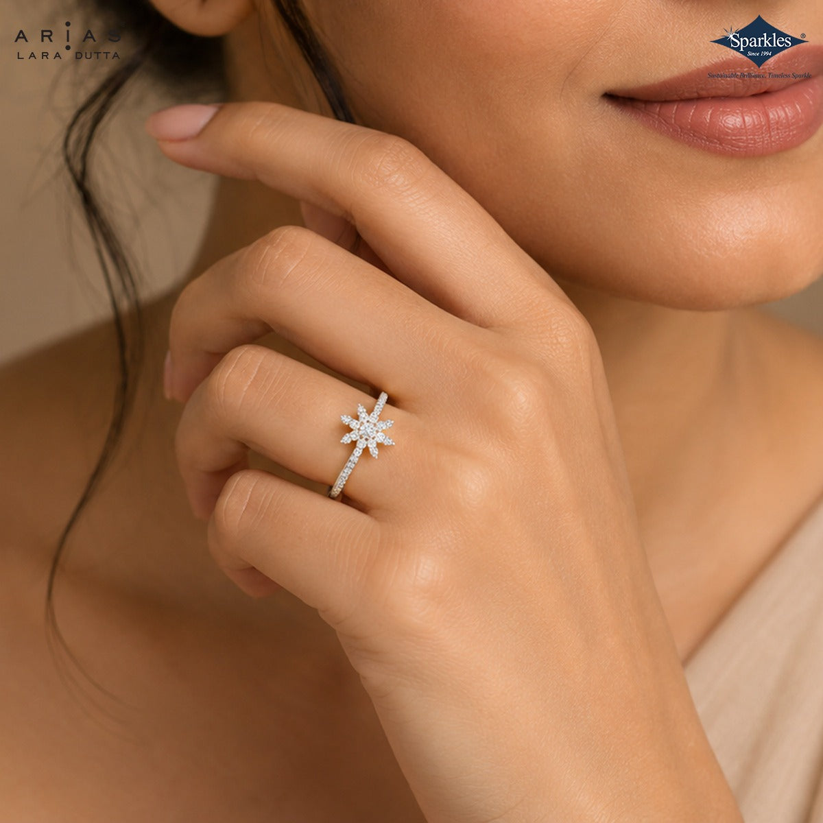 Sparkles Arias by Lara Dutta Starburst Bloom Diamond Ring