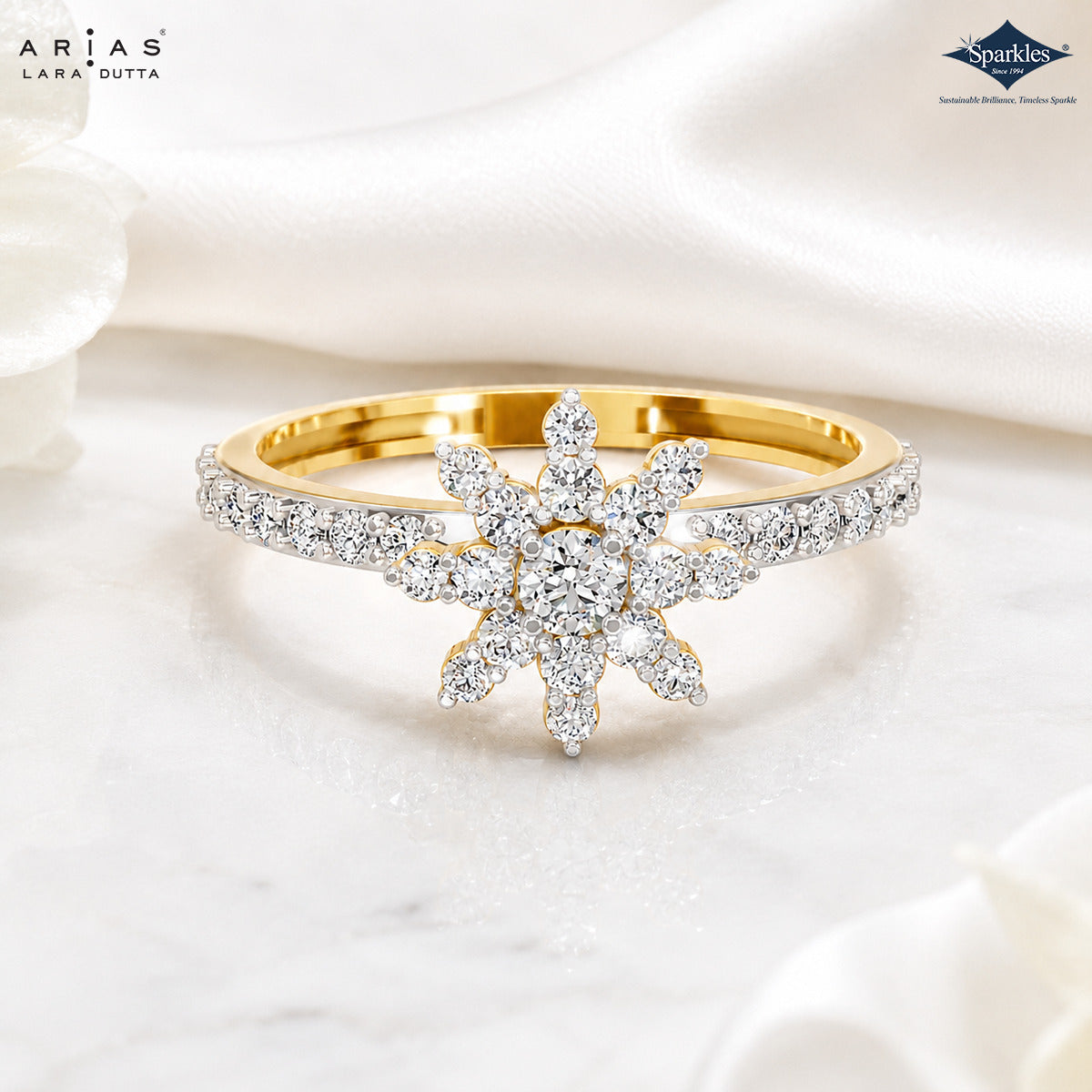 Sparkles Arias by Lara Dutta Starburst Bloom Diamond Ring