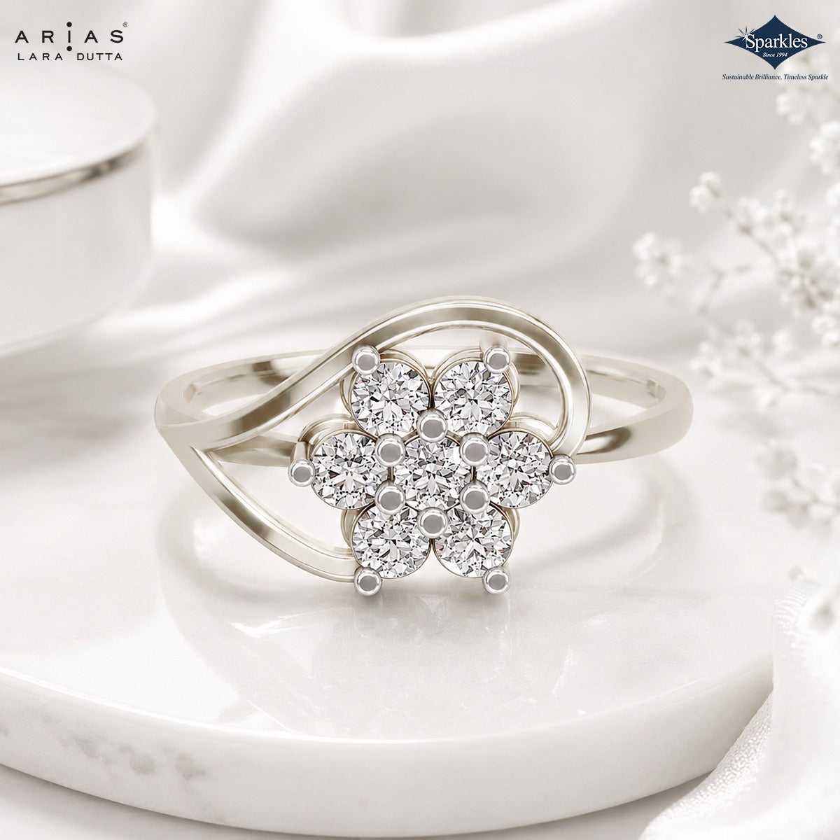 Arias by Lara Dutta Leaf Whisper Diamond Ring