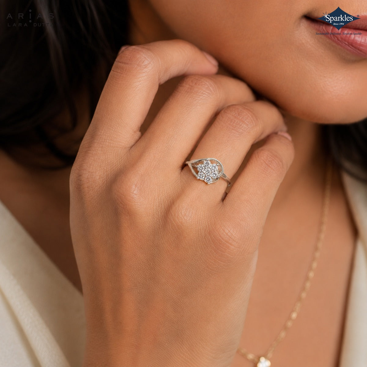 Arias by Lara Dutta Leaf Whisper Diamond Ring