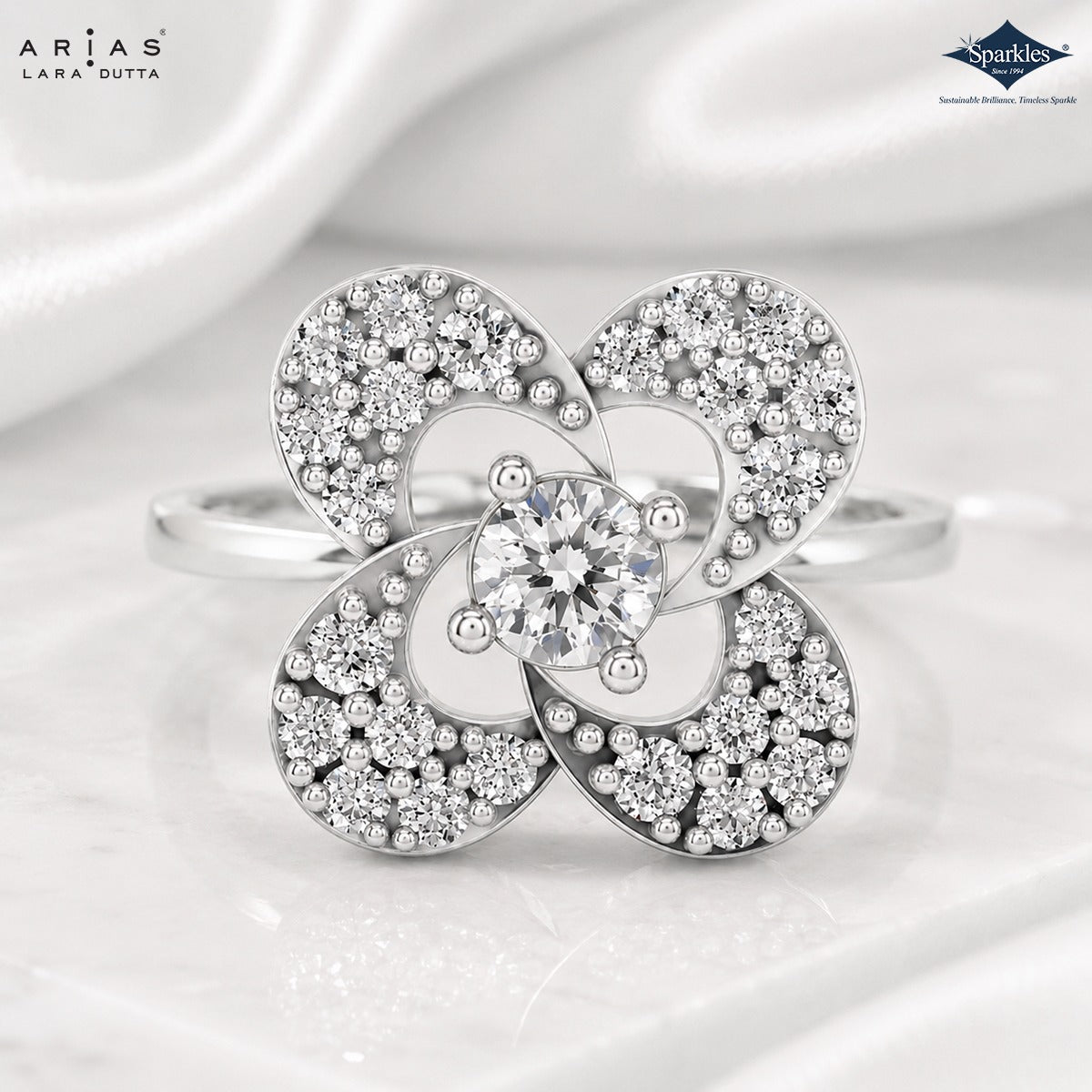 Arias by Lara Dutta Quatrefoil Clover Diamond Ring