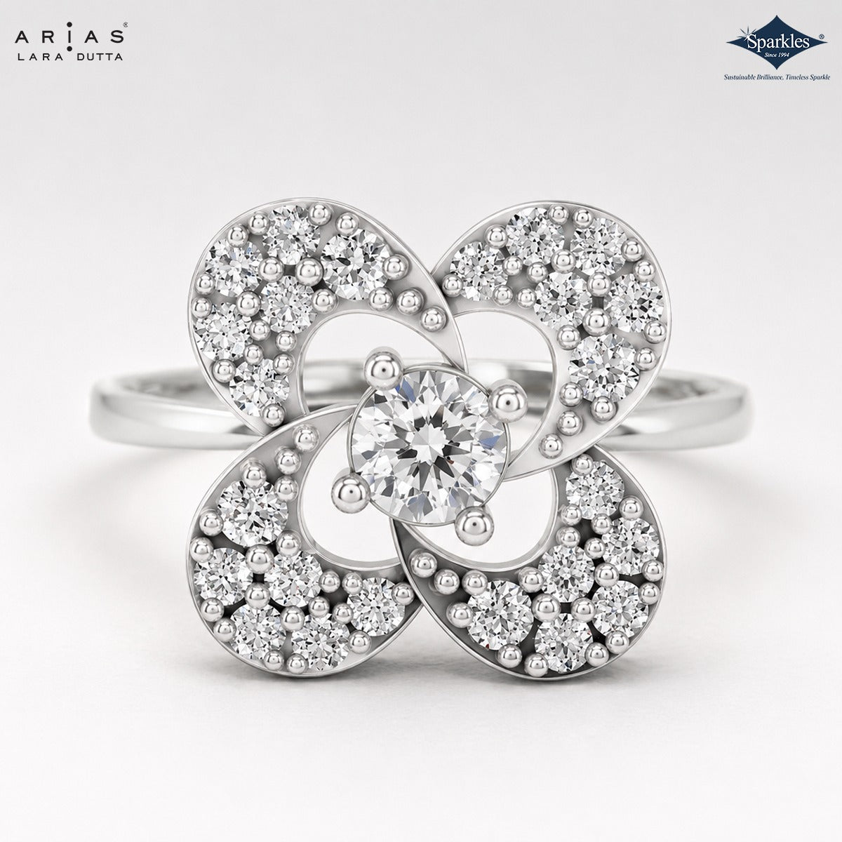 Arias by Lara Dutta Quatrefoil Clover Diamond Ring
