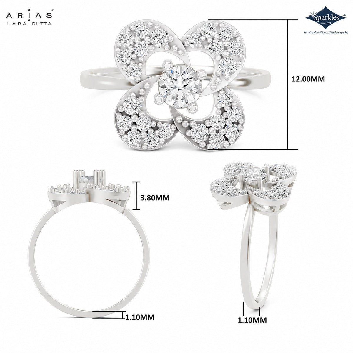 Arias by Lara Dutta Quatrefoil Clover Diamond Ring