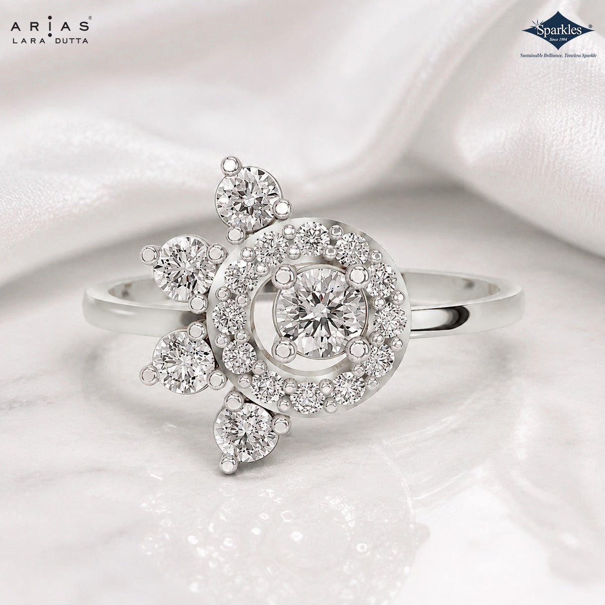 Arias by Lara Dutta Crescent Crown Diamond Ring