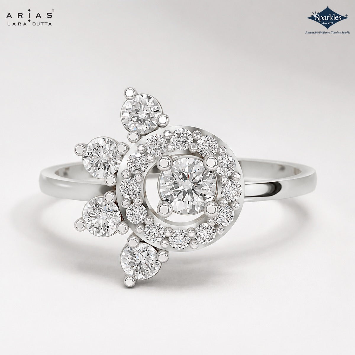 Arias by Lara Dutta Crescent Crown Diamond Ring