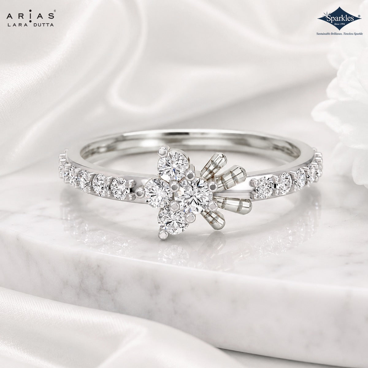 Arias by Lara Dutta Petite Blossom Diamond Ring