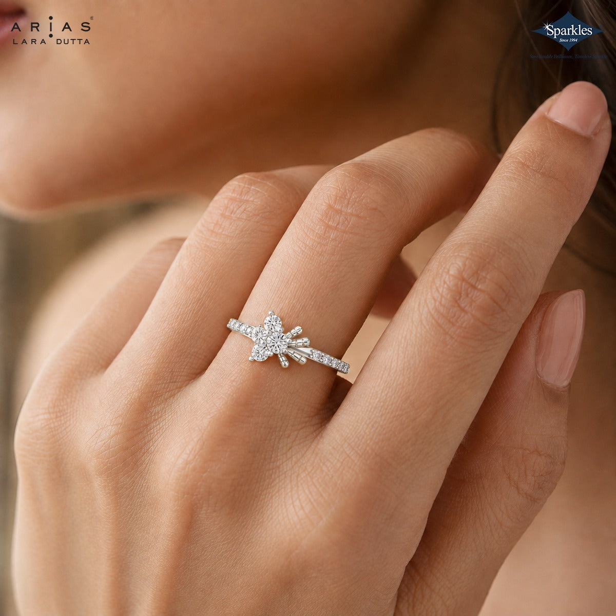 Arias by Lara Dutta Petite Blossom Diamond Ring