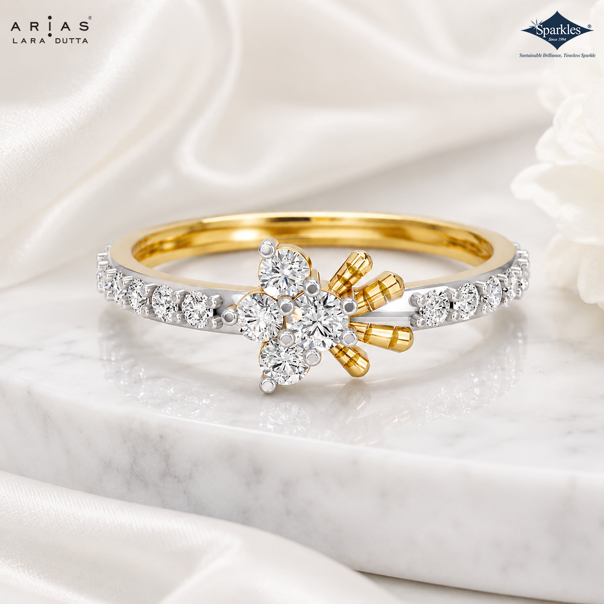 Arias by Lara Dutta Petite Blossom Diamond Ring