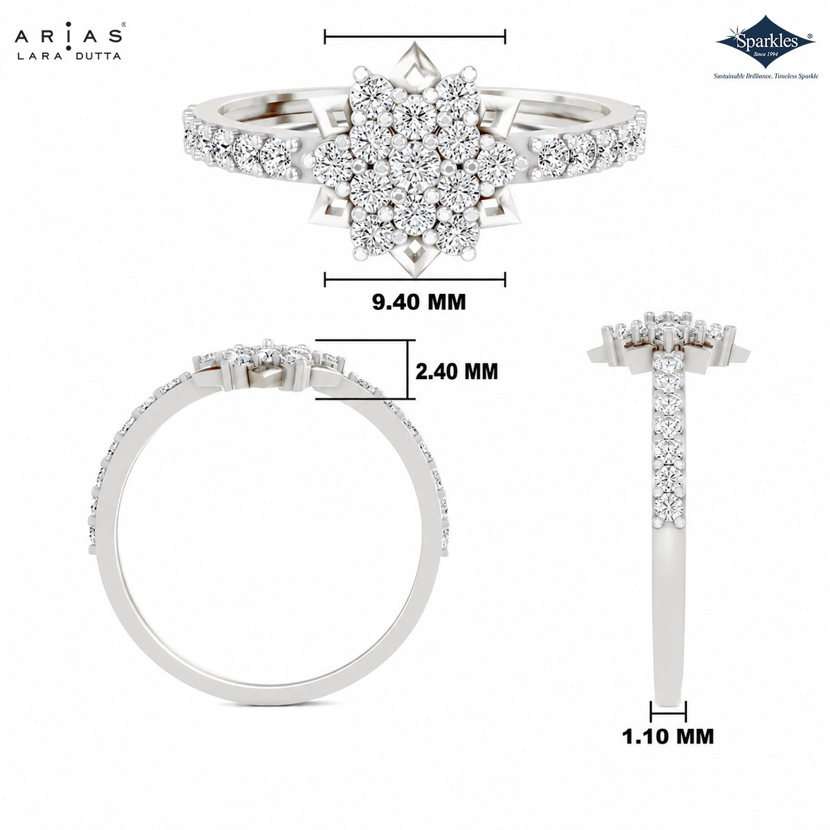 Arias by Lara Dutta Starburst Cluster Diamond Ring