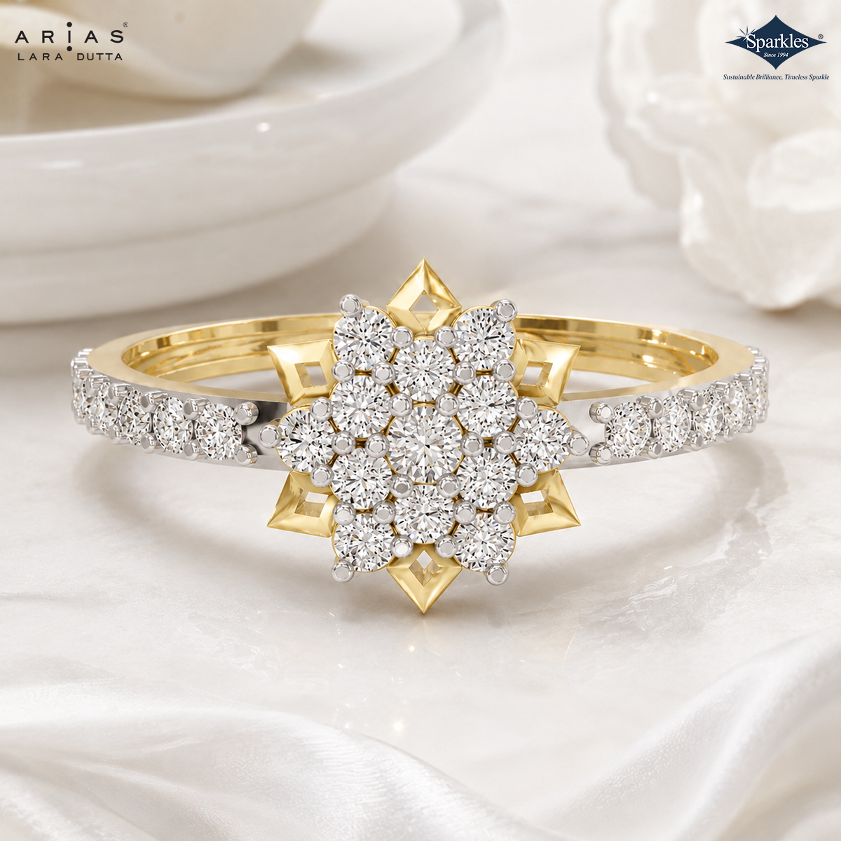 Arias by Lara Dutta Starburst Cluster Diamond Ring