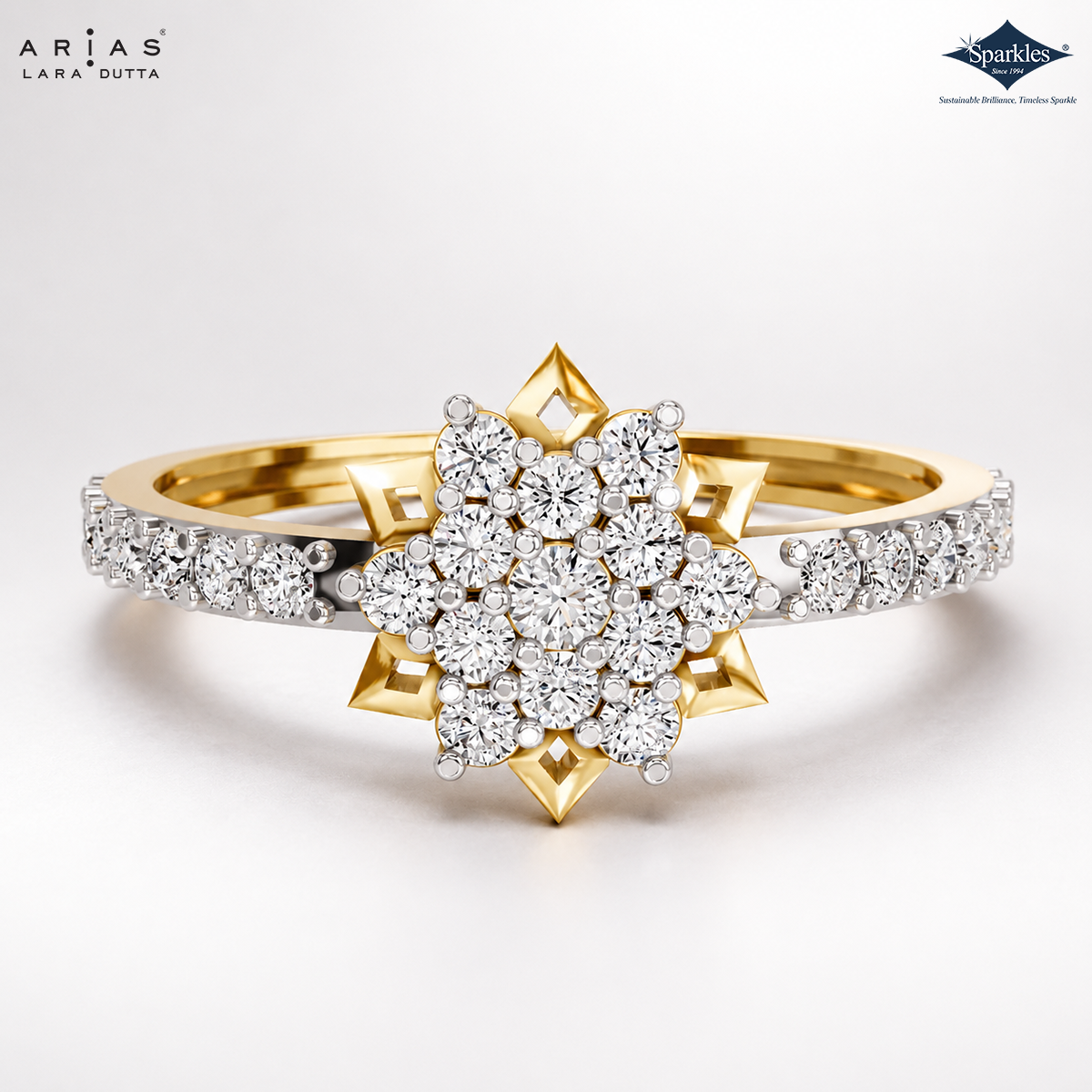 Arias by Lara Dutta Starburst Cluster Diamond Ring