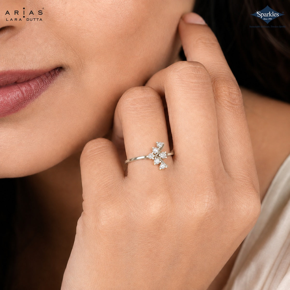 Arias by Lara Dutta Scattered Blossom Diamond Ring