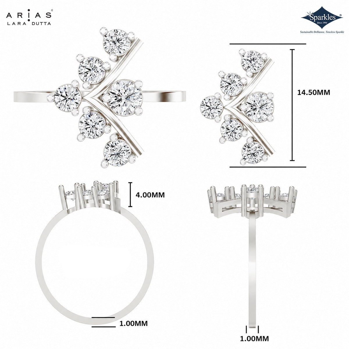 Arias by Lara Dutta Scattered Blossom Diamond Ring