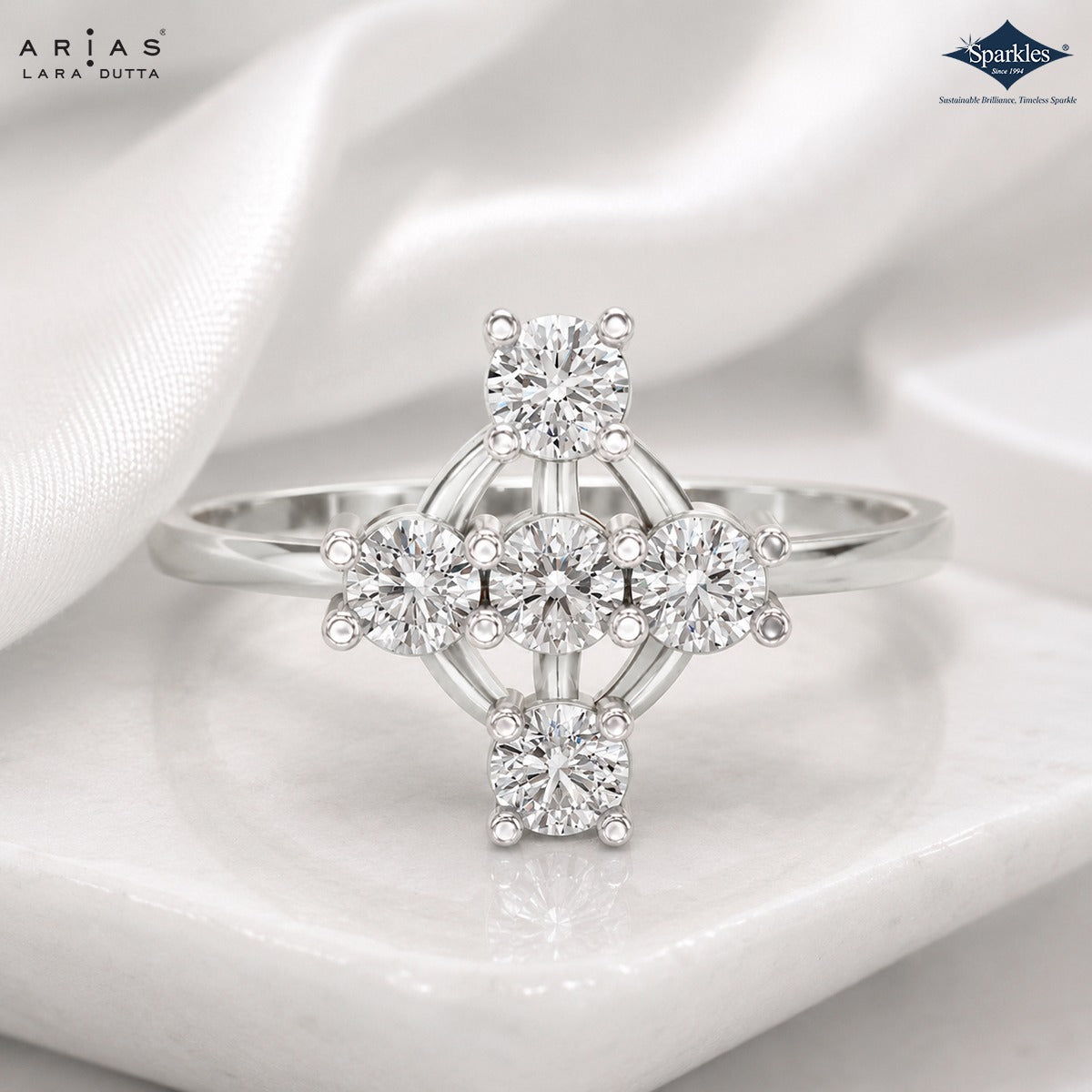 Arias by Lara Dutta Open Lattice Diamond Ring
