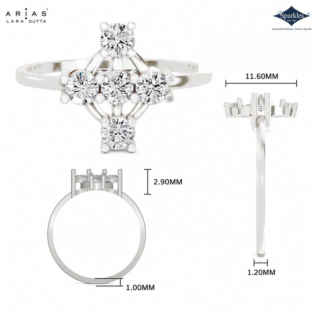Arias by Lara Dutta Open Lattice Diamond Ring