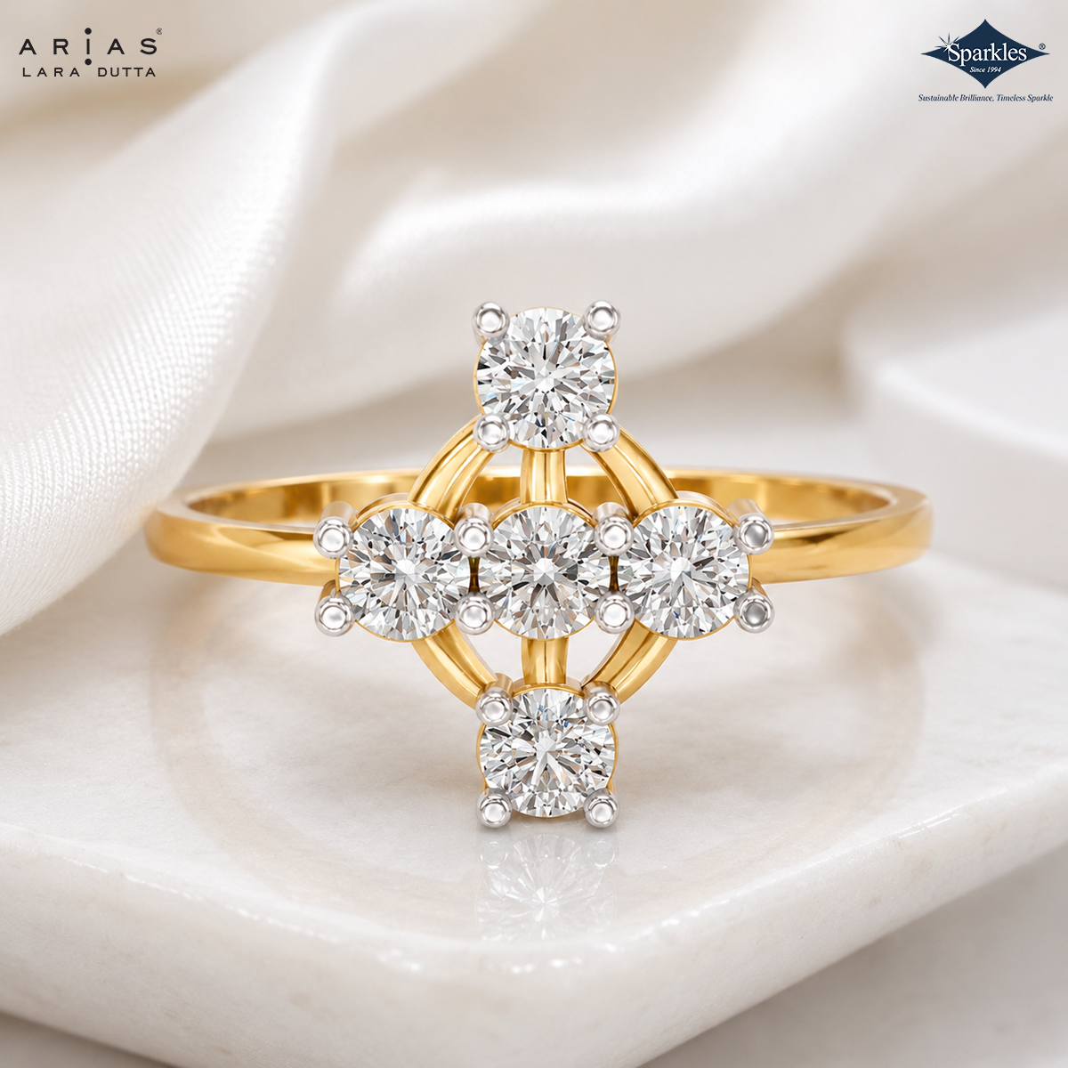 Arias by Lara Dutta Open Lattice Diamond Ring