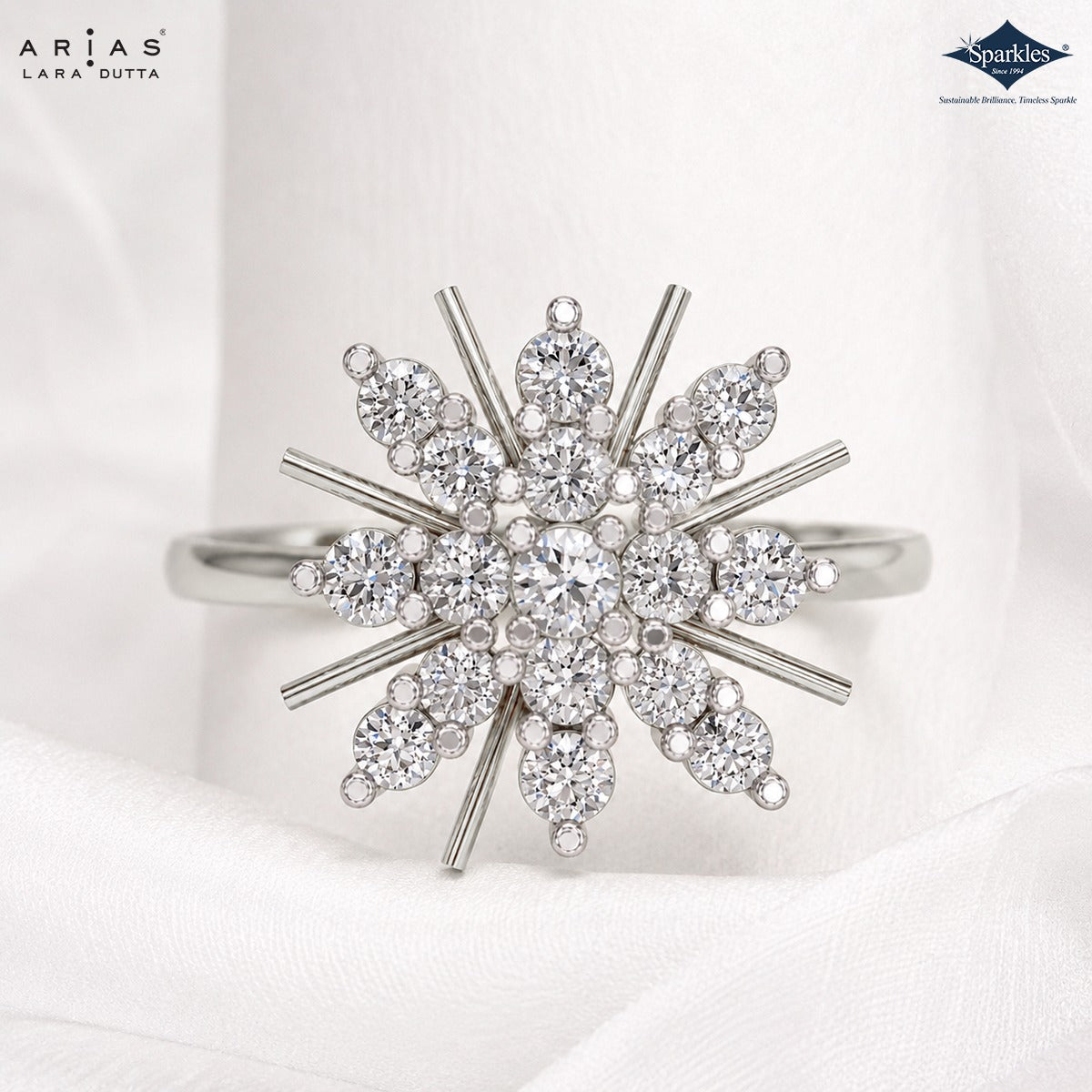 Arias by Lara Dutta Starburst Spray Diamond Ring