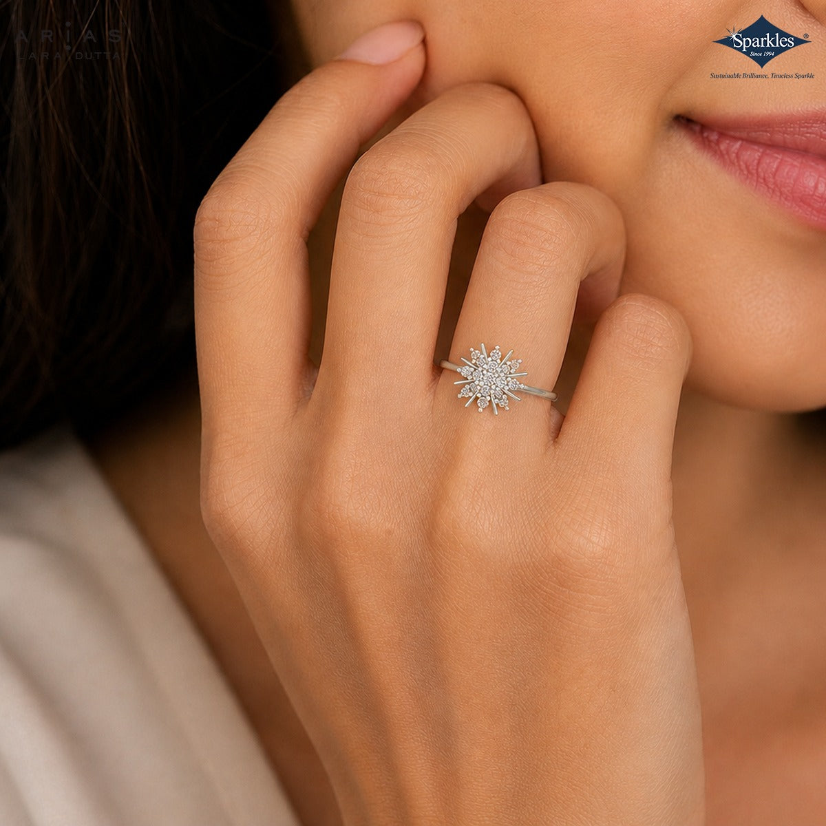 Arias by Lara Dutta Starburst Spray Diamond Ring