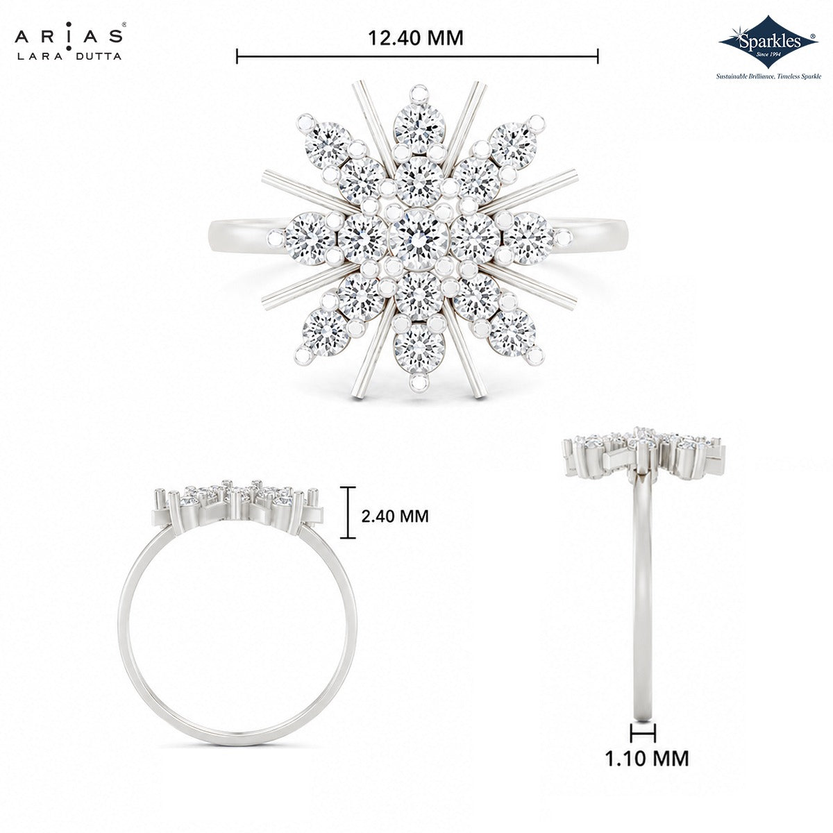 Arias by Lara Dutta Starburst Spray Diamond Ring