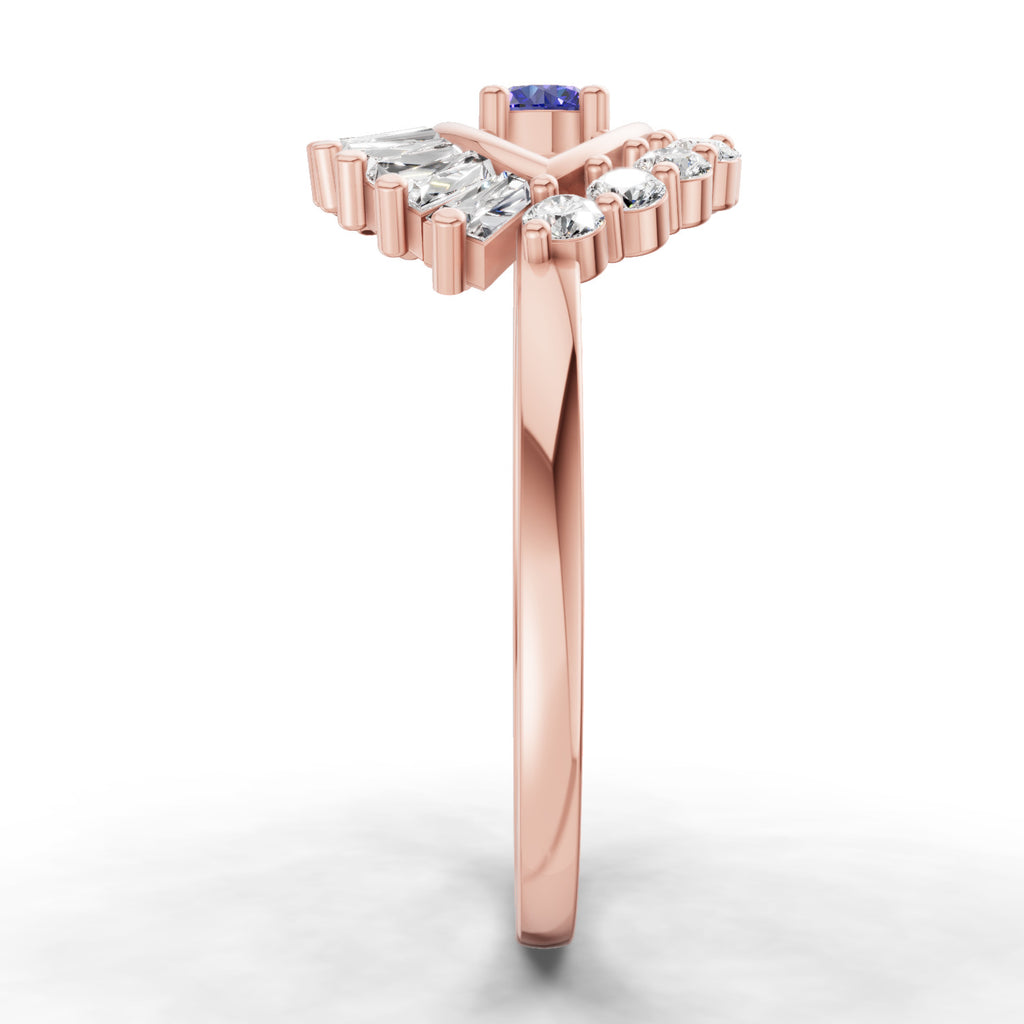 Sparkles 0.19 Ct Evil Eye Elegance Diamond Ring in 14K Gold