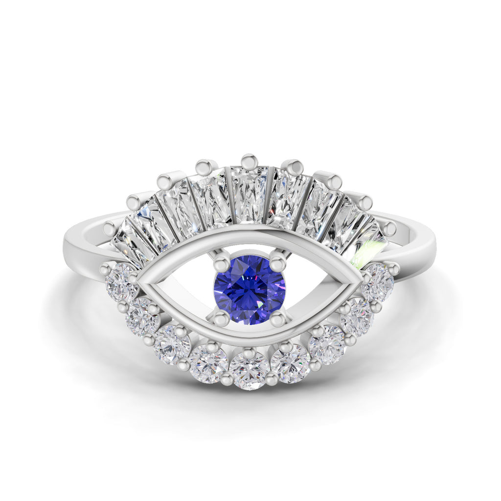 Sparkles 0.19 Ct Evil Eye Elegance Diamond Ring in 14K Gold