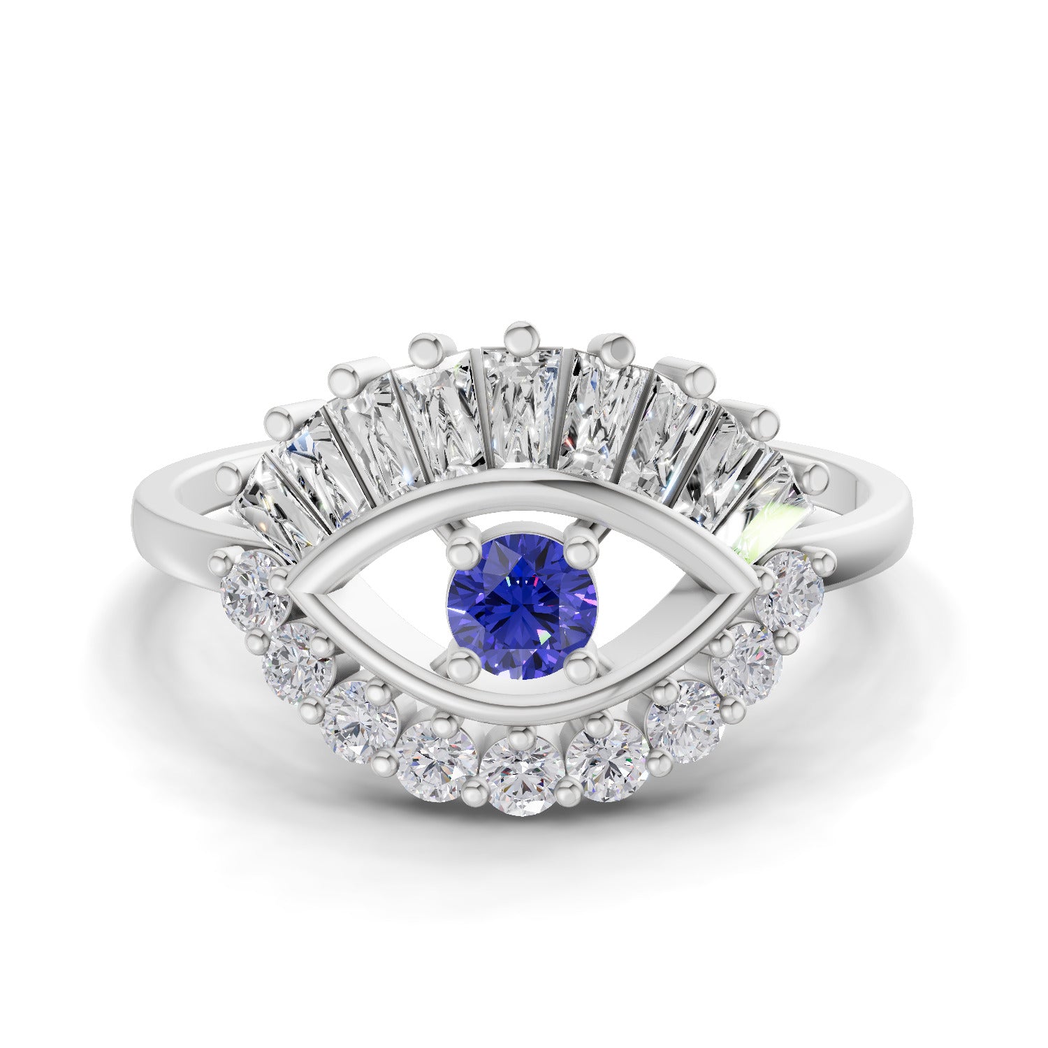 Sparkles 0.19 Ct Evil Eye Elegance Diamond Ring in 14K Gold