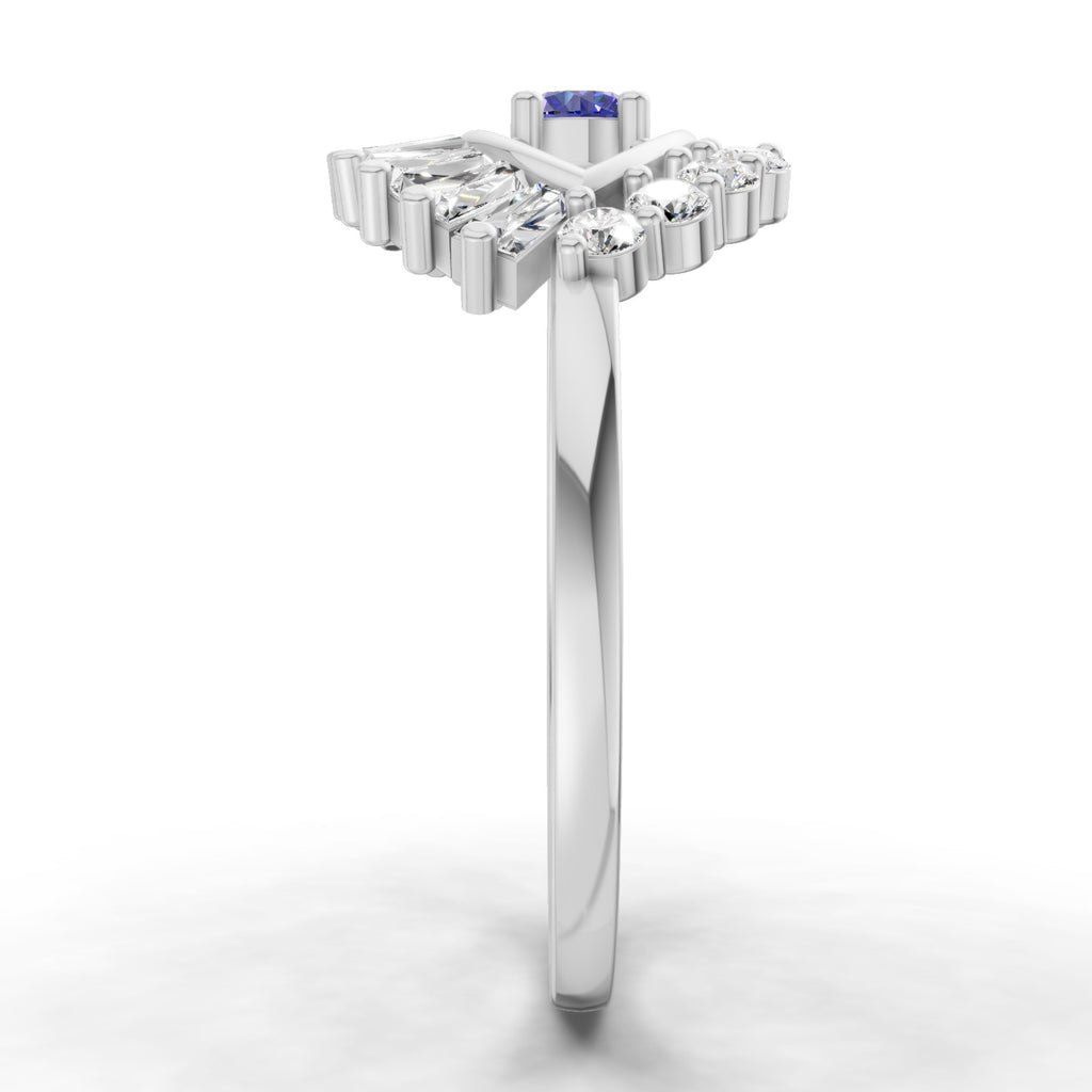 Sparkles 0.19 Ct Evil Eye Elegance Diamond Ring in 14K Gold